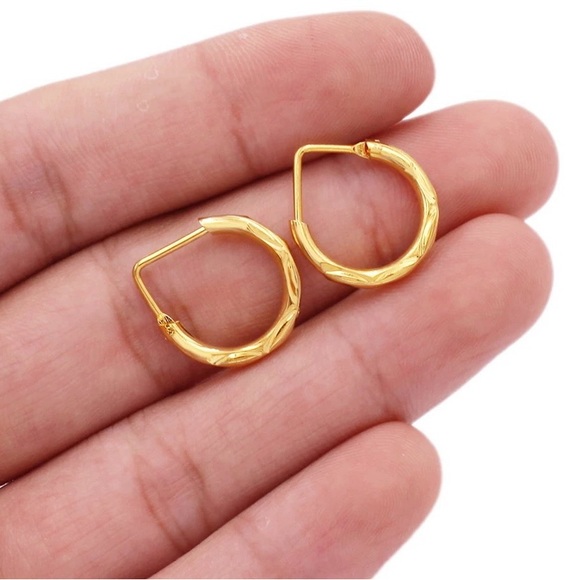 COPY - Hoop Earrings, Gold Hoop Earrings, Dainty Hoop Earrings, Wedding Gold Ea… - Picture 2 of 7